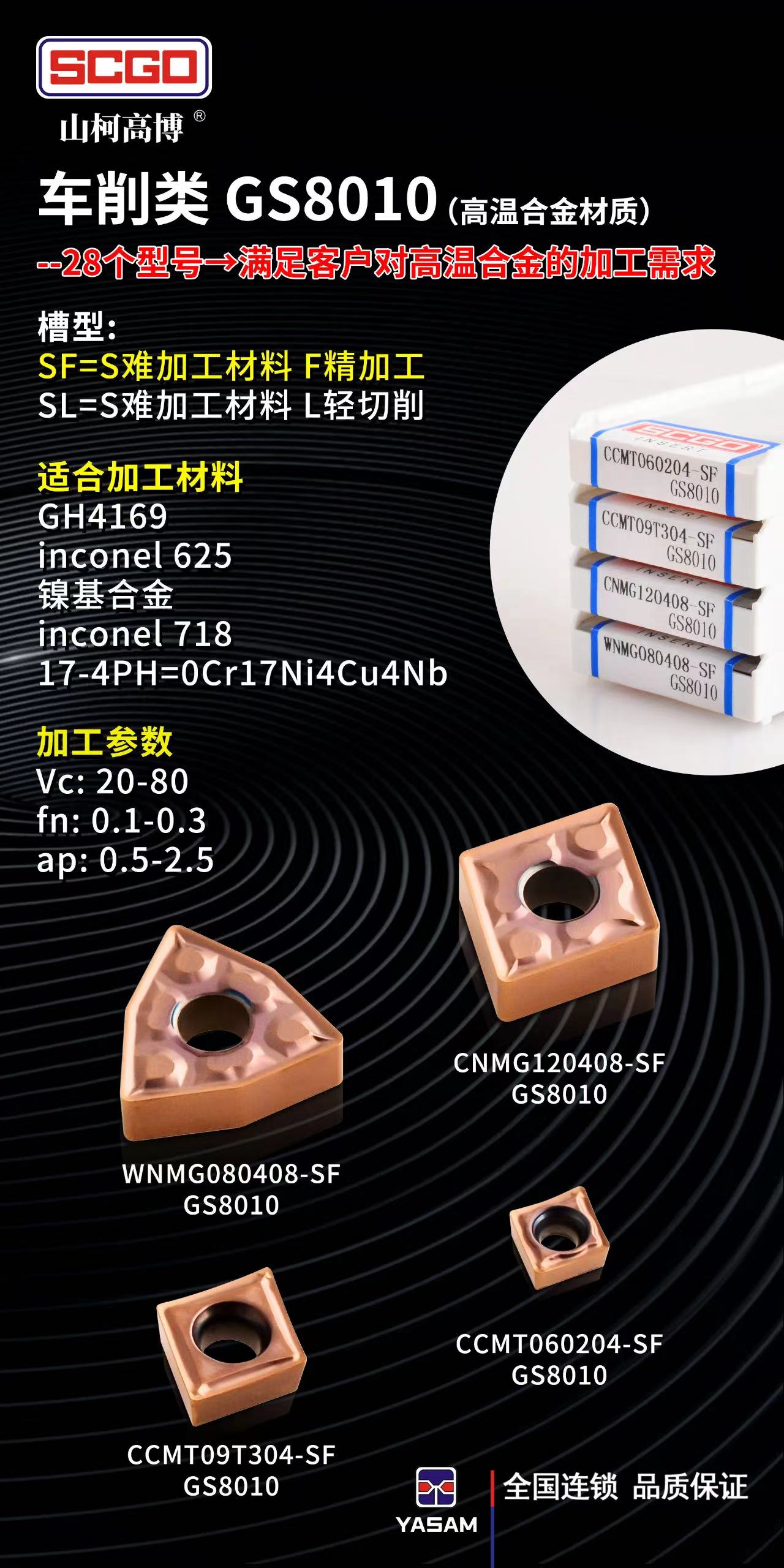 山柯高_SE防尘刀柄，SE标准刀柄，车削类高温合金，材质GS8010